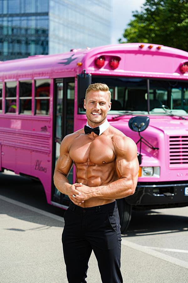 Pinker Partybus mit Stripper